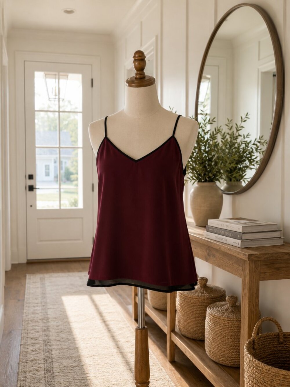 RW & Co. Ladies Small Burgundy double layer camisole